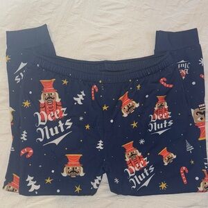 Men’s “Deez Nuts” Nutcracker Pajama Pants - Blue 2XL